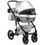 Коляска 2 в 1 Bair Star (Silver) шкіра 100% 46S срібло (перламутр) - графітова люлька