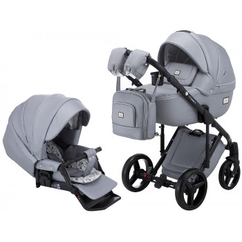 Коляска 2 в 1 Adamex Luciano шкіра 100% Q121CZ сірий перламутр