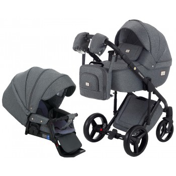 Коляска 2 в 1 Adamex Luciano jeans Q2-CZ сірий (чорна рама)