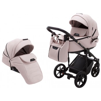 Коляска 2 в 1 Adamex Porto Light ECO кожа 100% SA-15 розовый (пудра)