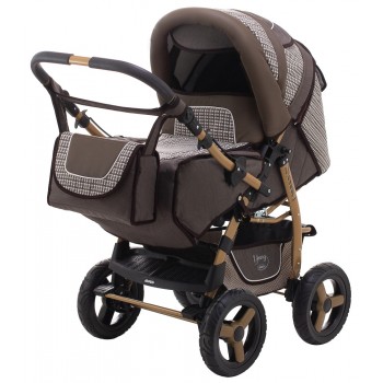 Коляска трансформер Adamex Young шоколад (шкіра) - коричневий (плетіння)