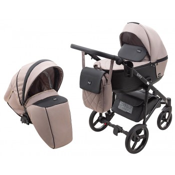 Коляска 2 в 1 Bair City Soft 455 капучино - черная кожа