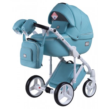 Коляска 2 в 1 Adamex Luciano шкіра 100% Q113 Блакитний