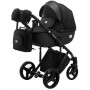 Коляска 2 в 1 Adamex Luciano Q85CZ черный - черная кожа (выдавленная точка)