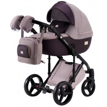 Коляска 2 в 1 Adamex Luciano Y59 світло-бузковий льон - темно-Бузкова шкіра (видавлена точка)