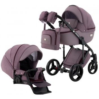 Коляска 2 в 1 Adamex Lucianо CR224 бузковий льон - Бузкова шкіра (видавлена точка)