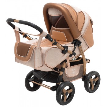 Коляска трансформер Adamex Young  бежевый лен - медная кожа