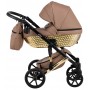Коляска 2 в 1 Bair Star (Gold) кожа 100% 16G капучино - золотая люлька