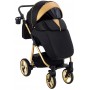 Коляска 2 в 1 Adamex Sierra Polar (Gold) SR436 черный (люрикс) - золотой кожа (перфорация)