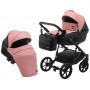 Коляска 2 в 1 Bair Kiwi шкіра 100% BK-44/15 рожевий (пудра) - чорний