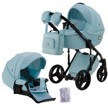 Коляска 2 в 1 Adamex Lucianо CR233 блакитний - блакитна шкіра (видавлений точка)