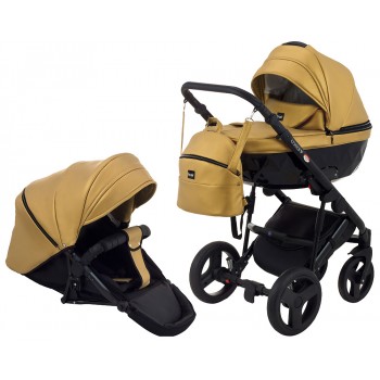 Коляска 2 в 1 Bair Crystal 100% шкіра BC-40 золото перламутр - чорний