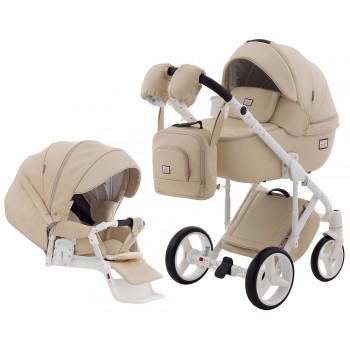 Коляска 2 в 1 Adamex Luciano шкіра 100% 11S-B світло-капучіно шкіра