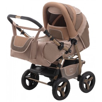 Коляска трансформер Adamex Young бронза ( шкіра) - карамель-бежевий льон