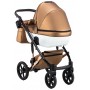 Коляска 2 в 1 Bair Star White (Cooper) шкіра 100% 01C бронза (перламутр) - біла люлька