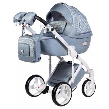 Коляска 2 в 1 Adamex Luciano jeans Q204 блакитний (зигзаг)