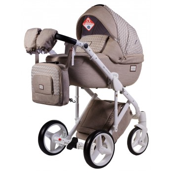 Коляска 2 в 1 Adamex Luciano jeans Q205 капучино (зигзаг)