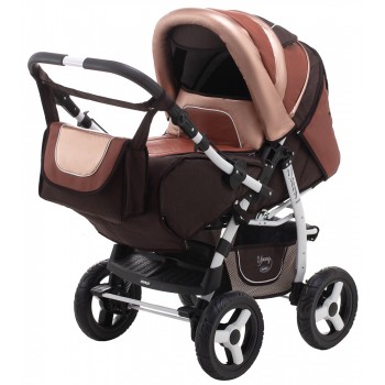 Коляска трансформер Adamex Young бронза (шкіра) - світло-коричневий ( шкіра) - коричневий