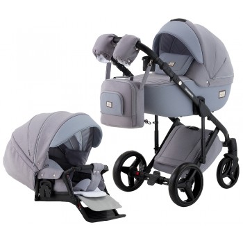 Коляска 2 в 1 Adamex Lucianо CR227 сірий льон - сіра шкіра (видавлений точка)