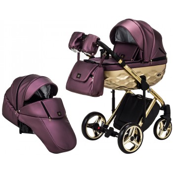 Коляска 2 в 1 Adamex Chantal Star Polar (Gold) кожа 100% Star 124