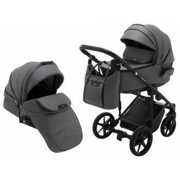 Коляска 2 в 1 Adamex Porto Light ECO кожа 100% SA-4 темно-серый