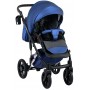 Коляска 2 в 1 Bair Star White (Silver) шкіра 100% 38S темно-синій перламутр) - біла люлька