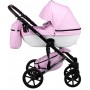 Коляска 2 в 1 Bair Star White (Silver) шкіра 100% 10S рожевий - біла люлька
