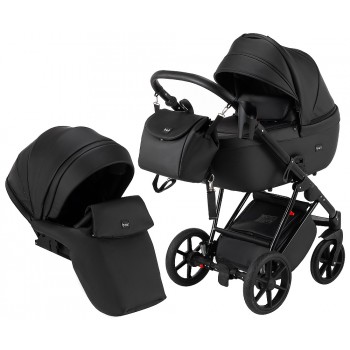Коляска 2 в 1 Bair Infinity шкіра 100% BI-2230-AMO black (чорний)