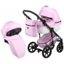 Коляска 2 в 1 Bair Star White (Silver) шкіра 100% 10S рожевий - біла люлька
