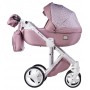 Коляска 2 в 1 Adamex Luciano jeans Q220 рожевий (льон) - світло-рожевий (візерунок)