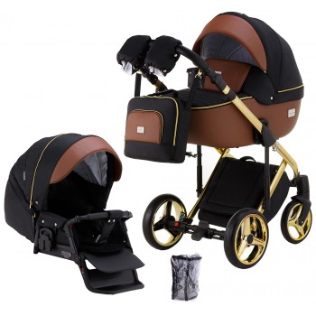 Коляска 2 в 1 Adamex Luciano Polar (Gold) Y800 коричневий (шкіра) - чорний