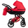 Коляска 2 в 1 Bair Star (Gold) шкіра 100% 45G червоний - чорна люлька