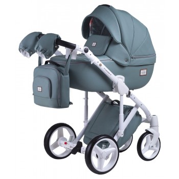 Коляска 2 в 1 Adamex Luciano шкіра 100% Q114 нефрит