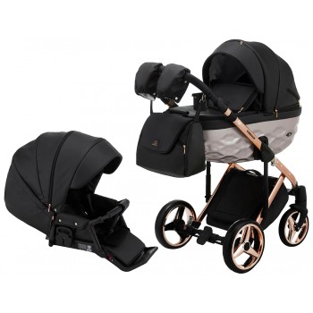 Коляска 2 в 1 Adamex Chantal Star Polar (Pink Gold) кожа 100% Star 101