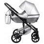 Коляска 2 в 1 Bair Star (Silver) шкіра 100% 46S срібло (перламутр) - графітова люлька