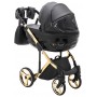 Коляска 2 в 1 Adamex Chantal Polar (Gold) кожа 100% C110 черный