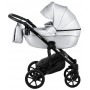 Коляска 2 в 1 Bair Polo (Black) шкіра 100% 27 срібло (перламутр)