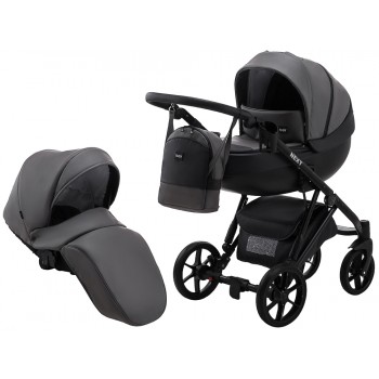 Коляска 2 в 1 Bair Next кожа 100% 25 графит