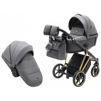 Коляска 2 в 1 Adamex Belissa Special Edidion (Gold) PS-608 графит - графит кожа (перфорация)