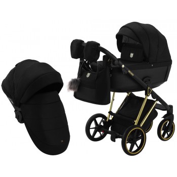 Коляска 2 в 1 Adamex Belissa Special Edidion (Gold) PS-569 Чорний - Чорна шкіра (перфорація)