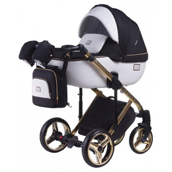 Коляска 2 в 1 Adamex Luciano Polar (Gold) Y802 білий (шкіра) - чорний