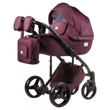 Коляска 2 в 1 Adamex Luciano jeans Q8 бордо