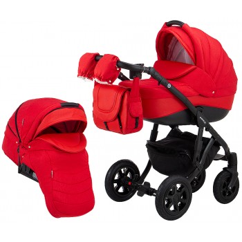 Коляска 2 в 1 Adamex Erika CR282 червоний-Червона шкіра (перфорація)