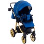 Коляска 2 в 1 Adamex Hybryd Plus Polar (Gold) Шкіра 100% У220А темно-синій перламутр