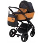 Коляска 2 в 1 Bair Mirello шкіра 100% М-30/05 чорний - карамель