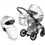 Коляска 2 в 1 Bair Star (Silver) шкіра 100% 46S срібло (перламутр) - графітова люлька