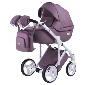 Коляска 2 в 1 Adamex Luciano шкіра 100% Q115 бузковий