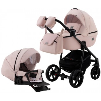 Коляска 2 в 1 Adamex Hybryd Plus BR229 рожевий (пудра) - рожевий (пудра) шкіра (видавлений точка)