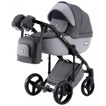 Коляска 2 в 1 Adamex Luciano кожа 100% Y202 графит - серый