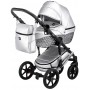 Коляска 2 в 1 Bair Star (Silver) шкіра 100% 46S срібло (перламутр) - графітова люлька